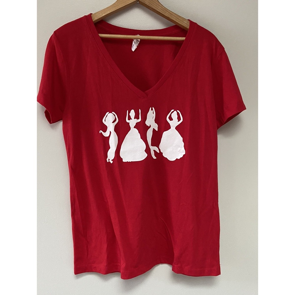 Next Level Disney Princess O-H-I-O State Buckeyes V Neck T Shirt Red XL